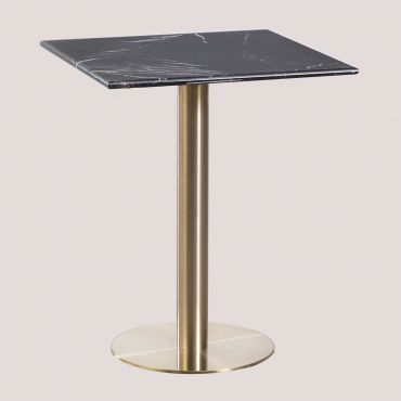 Kwadratowy Stolik Barowy Z Marmuru Cosmopolitan Marmur Nero Marquina & ↔︎ 60 Cm & Champagne Oro - Sklum