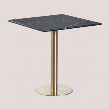 Kwadratowy Stół Barowy Z Marmuru Cosmopolitan Czarny Marmur & ↔︎ 70 Cm & Champagne Oro - Sklum
