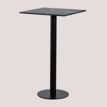 Wysoki Kwadratowy Marmurowy Stół Barowy (60x60 Cm) Rocher Zielony Marmur & Negro - Sklum