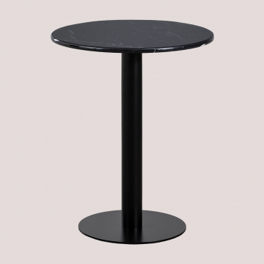 Okrągły Stół Barowy Z Marmuru (ø60 Cm) Rocher Czarny Marmur & Negro - Sklum