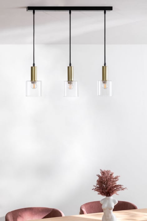 Lampa sufitowa wisząca z żelaza i szkła Andaluz