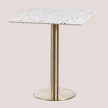 Kwadratowy Stół Barowy Z Lastryko (60x60 Cm) Malibu Blanco & Champagne Oro - Sklum