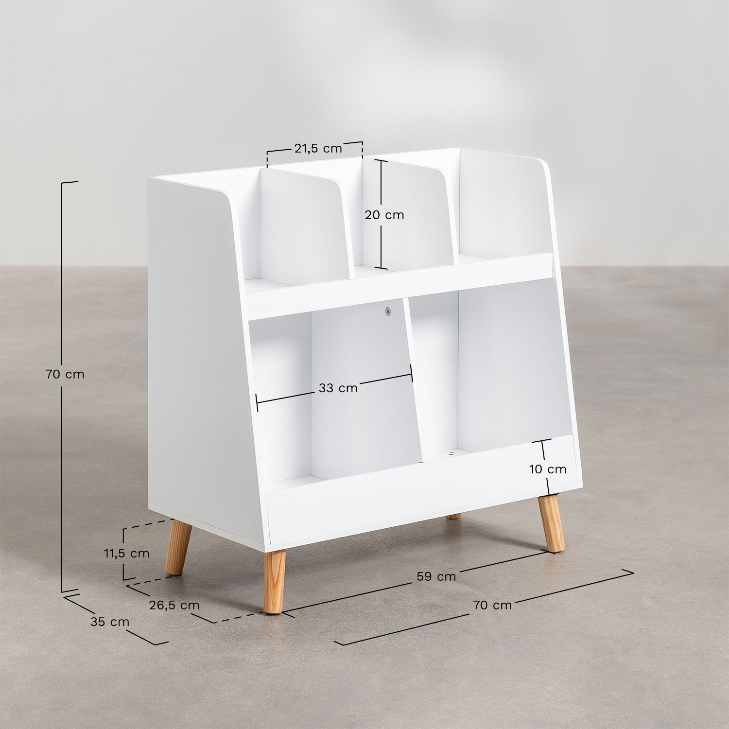 Organizer mebel z MDF i drewna sosnowego Tom Kids, rozmiary