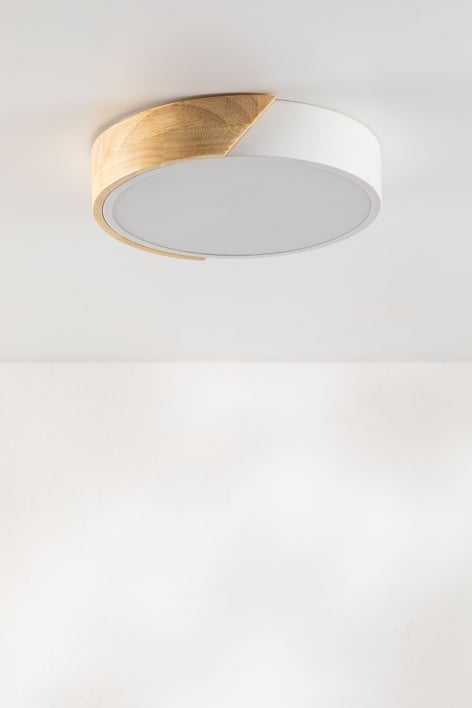 Plafon sufitowy LED okrągły z żelaza Jan - Biala - Naturalna