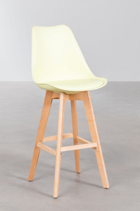 Taboret wysoki 75 cm z poduszką z cytrynowej pianki ekoskóry Nordic - Mousse Żółta