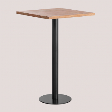 Kwadratowy Wysoki Stolik Barowy Z Drewna Akacjowego Macchiato ↔︎ 70 Cm & Czarny - Sklum