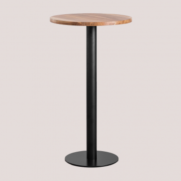 Okrągły Wysoki Stół Barowy Z Drewna Akacjowego Macchiato Ø60 Cm & Negro - Sklum