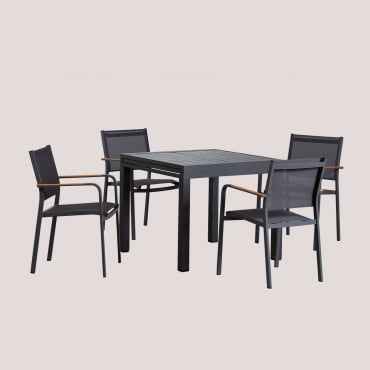 Zestaw 90-180x90 Cm Rozkładany Stół Prostokątny Ze Stopu Aluminium Starmi I 4 Składane Krzesła Ogrodowe Archer - Sklum