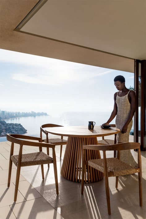 Stół ogrodowy okrągły Ø120 cm z drewna akacjowego Mura