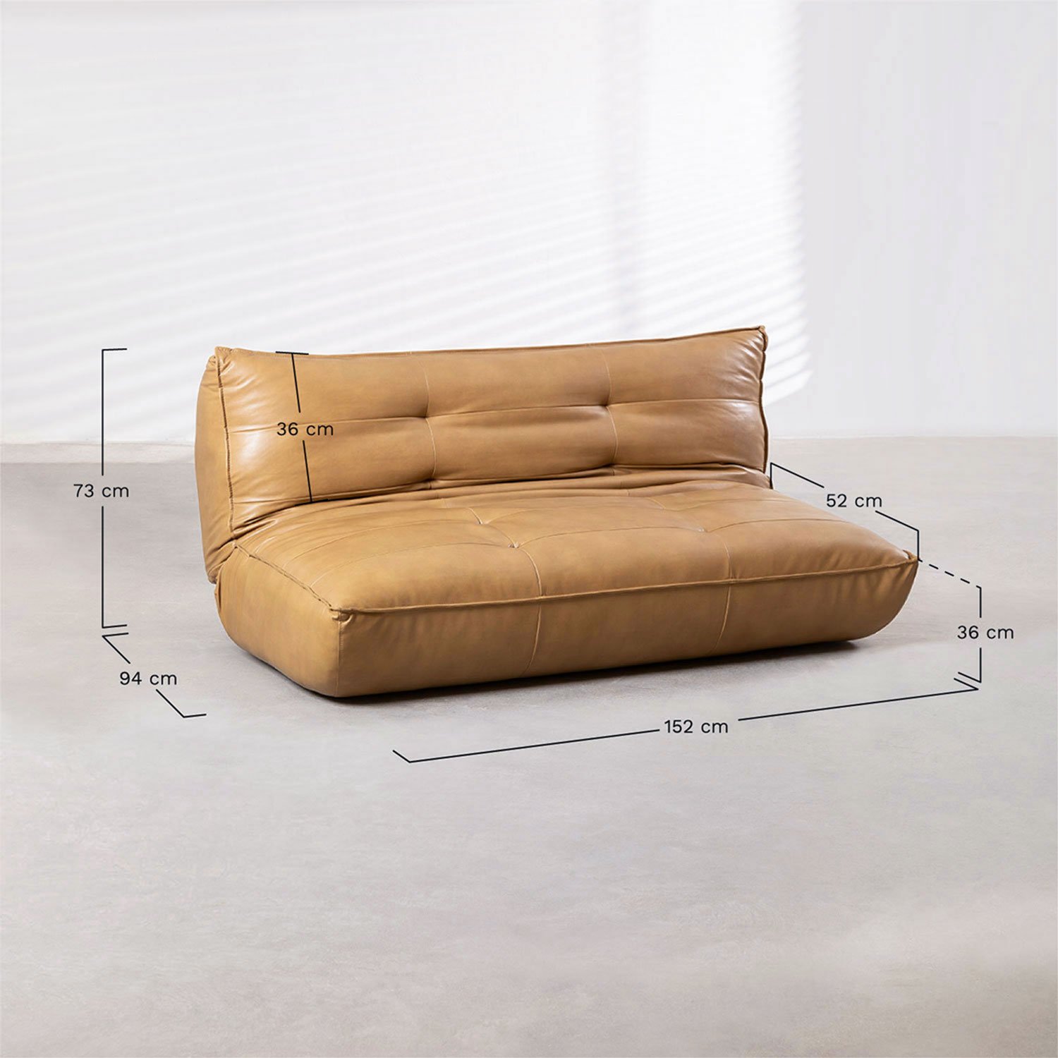 Sofa rozkładany dwuosobowy z ekoskóry Mati, rozmiary