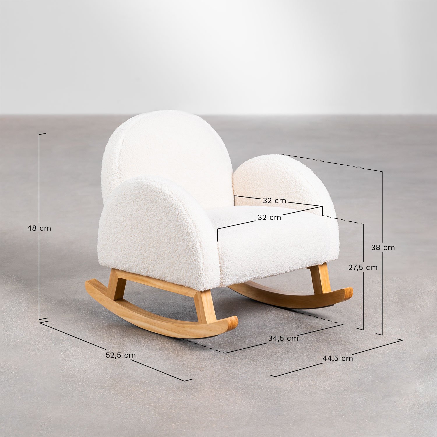 Fotel bujany Gigis Kids z owczej skóry, rozmiary