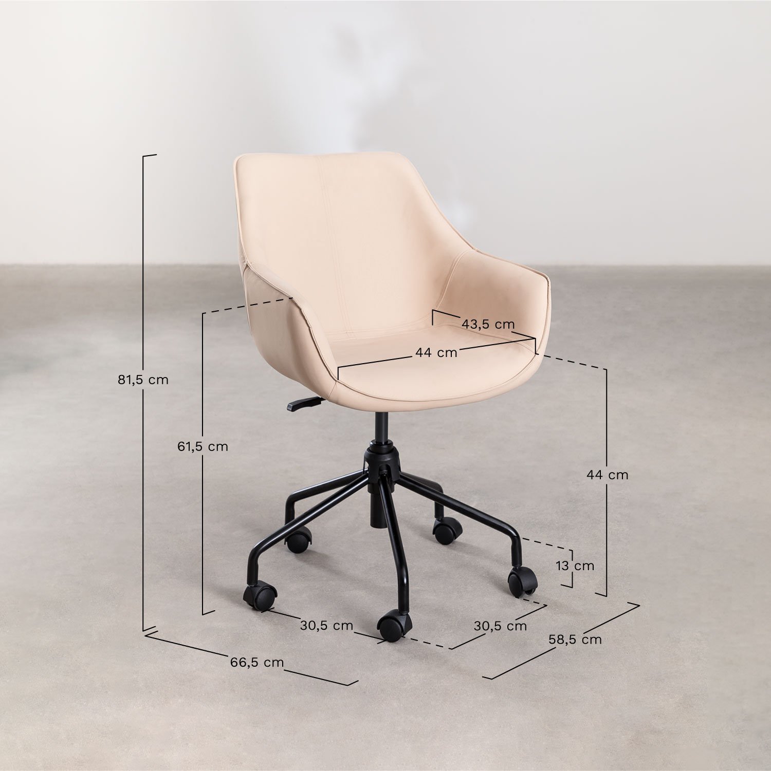 Krzesło biurowe z ekoskóry Lucy, rozmiary