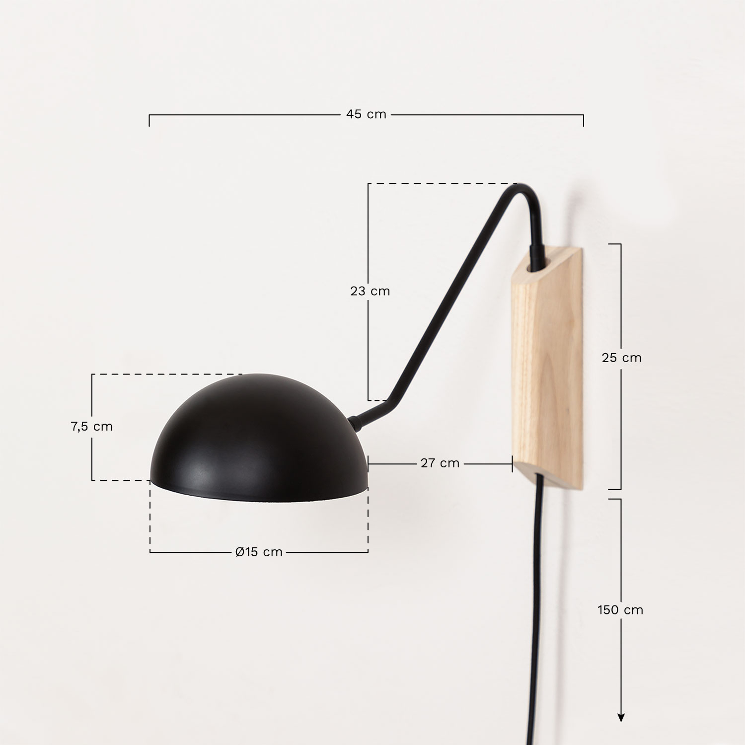 Lampa ścienna Ercsi, rozmiary