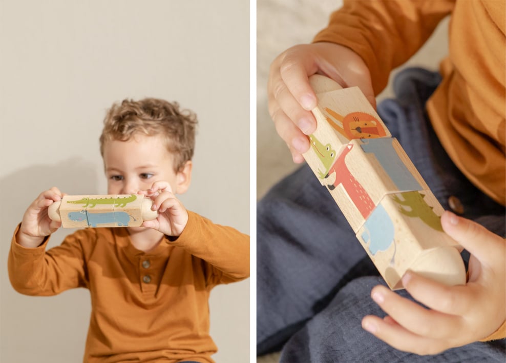 Drewniana obracana układanka z dźwiękiem Rolet Kids