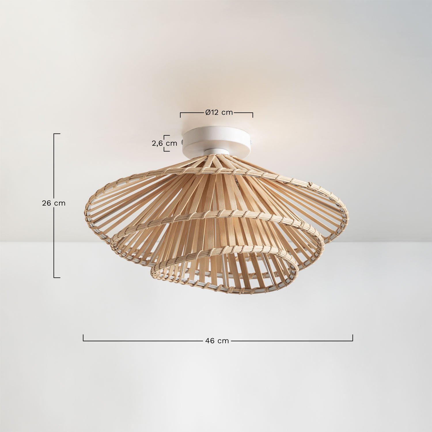 Bambusowa lampa sufitowa Taroucas, rozmiary