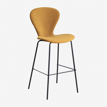 Wysoki Taboret Z Aksamitu Uit Mostaza & ↑75 Cm & Czarny - Sklum