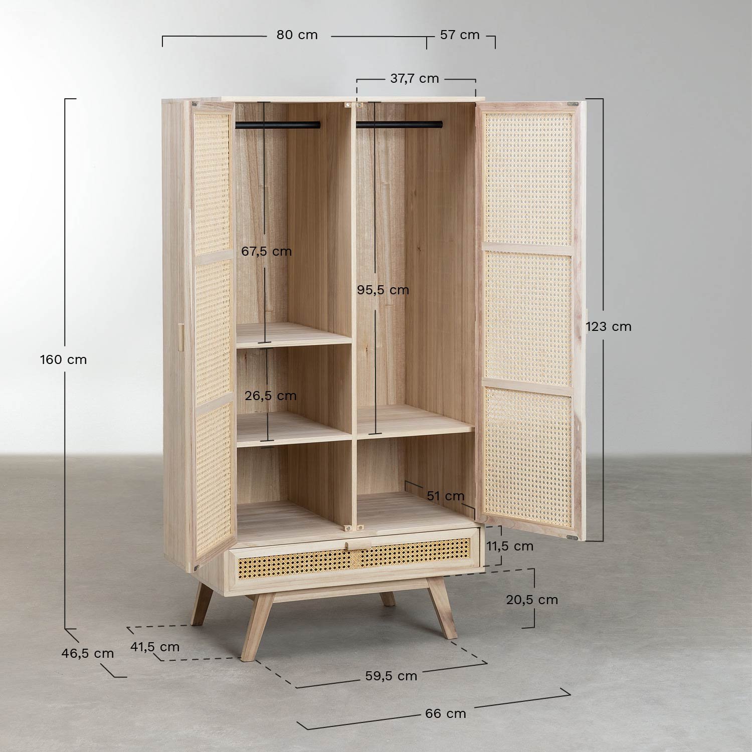 Drewniana Szafa z Szuflada Ralik Design, rozmiary