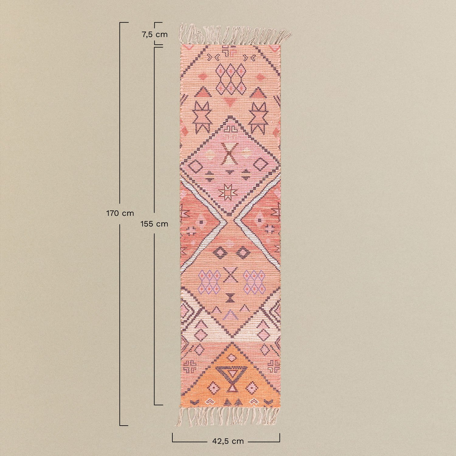 Dywan do przedpokoju z juty i tkaniny 170x40 cm Nuada, rozmiary
