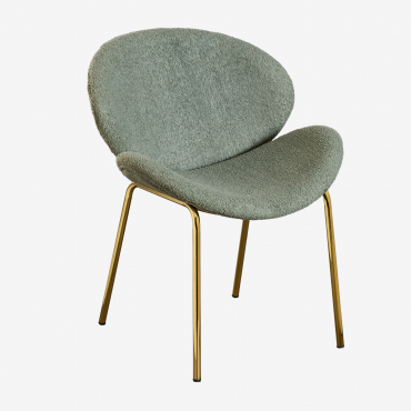 Krzesło Do Jadalni Tapicerowane Tkaniną Bouclé Fior Patina Green & Goud - Sklum
