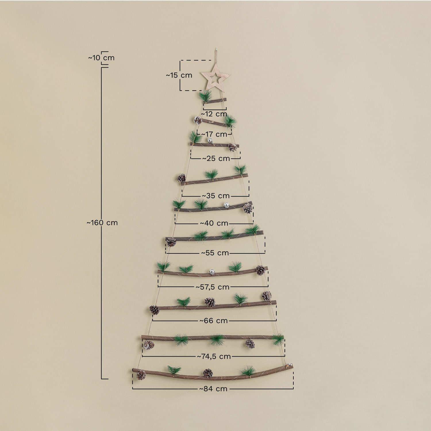 Choinka LED na ścianę Iber, rozmiary