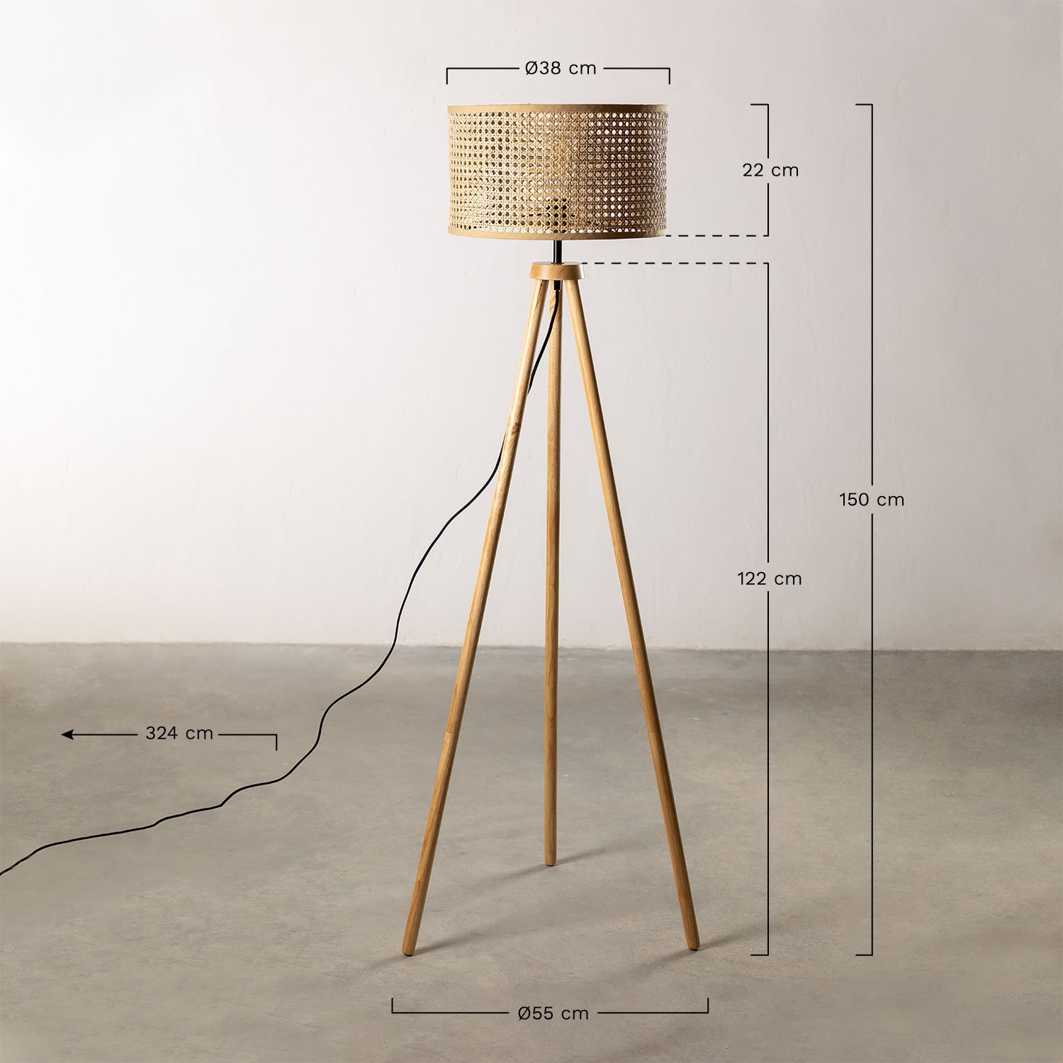 Lampa Podlogowa Serri, rozmiary