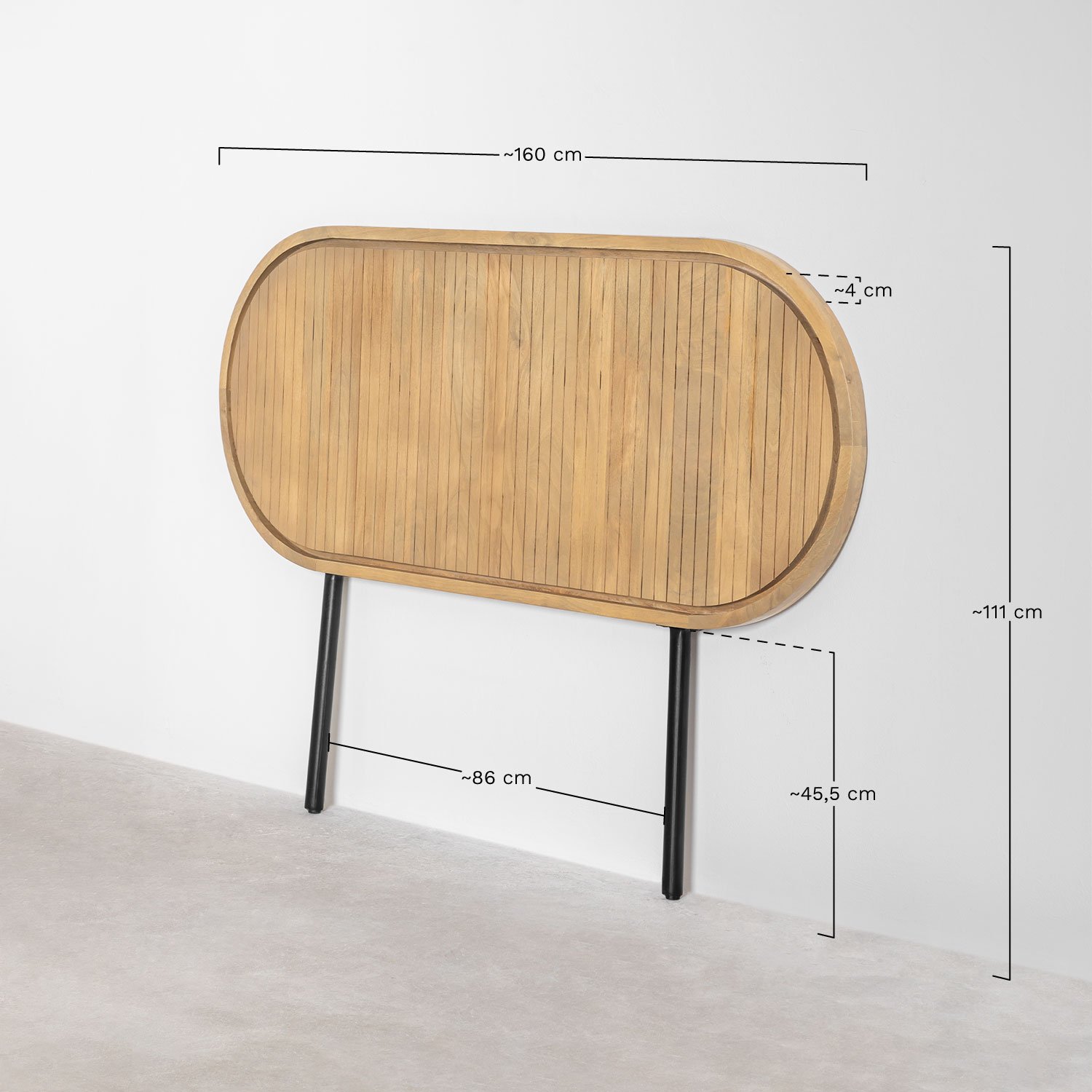 Zagłówek do łóżka 150 cm z drewna mango Analis   , rozmiary