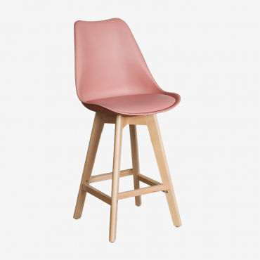 Zestaw 2 Wysokich Stołków 65 Cm Z Poduszką Z Ekoskóry Nordic Wino Różowe - Sklum