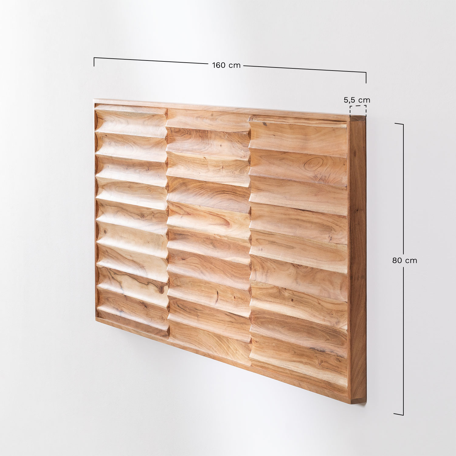 Zagłówek do łóżka 150 cm z drewna akacjowego Petter, rozmiary