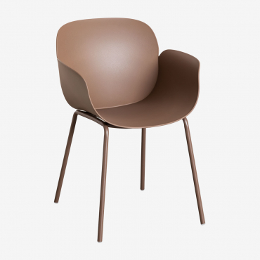 Pakiet 2 Krzeseł Ogrodowych Z Żelaza I Polipropylenu Lynette Marrón Caramelo - Sklum