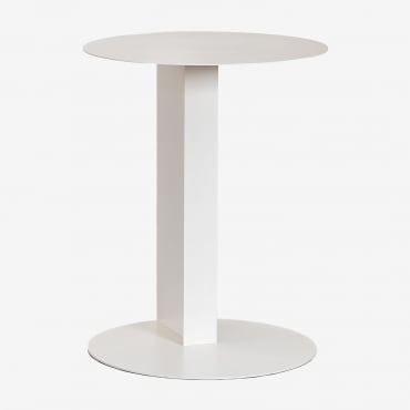 Okrągły Stolik Pomocniczy Do Ogrodu Ø40 Cm Ze Stali Wallace Gardenia Biel - Sklum