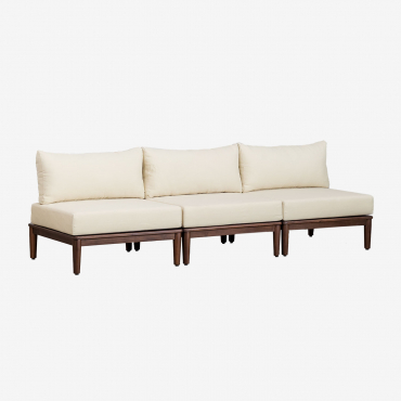Giulia 3-częściowa Modułowa Sofa Ogrodowa Z Akacji Kremowa - Sklum