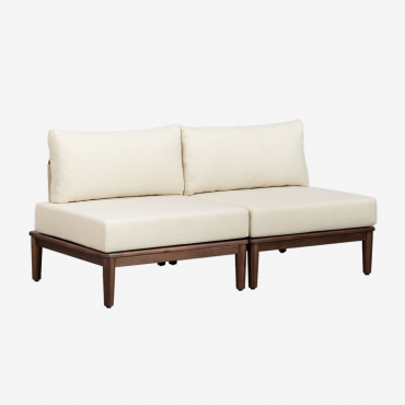 Giulia 2-częściowa Modułowa Sofa Ogrodowa W Kolorze Akacji Kremowa - Sklum