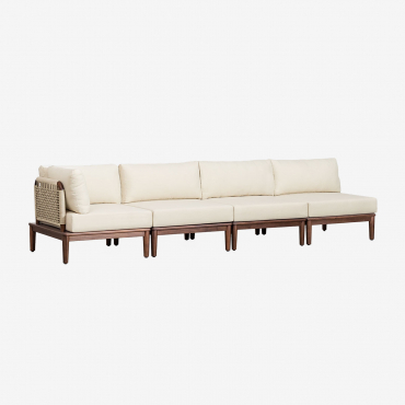 4-częściowa Modułowa Narożna Sofa Ogrodowa Z Drewna Akacjowego Giulia Kremowa - Sklum