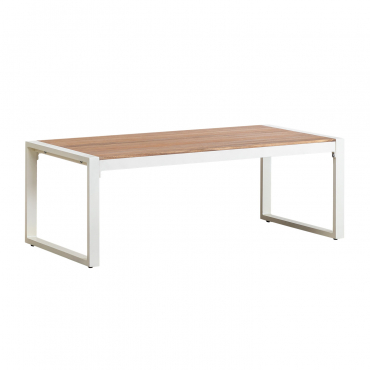 Prostokątny Stolik Kawowy Do Ogrodu 110x55 Cm Z Aluminium I Drewna Akacjowego Lipov Biała - Sklum
