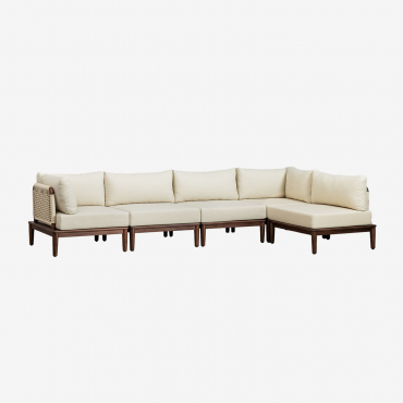 Giulia 5-częściowa Modułowa Narożna Sofa Ogrodowa W Kolorze Akacji Kremowa - Sklum