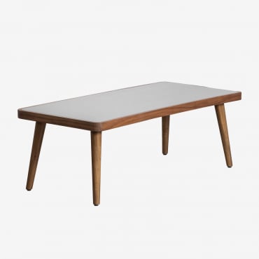 Stolik Kawowy Do Ogrodu Z Cementu I Drewna Akacjowego Marilia Grey & 110 X 50 Cm - Sklum