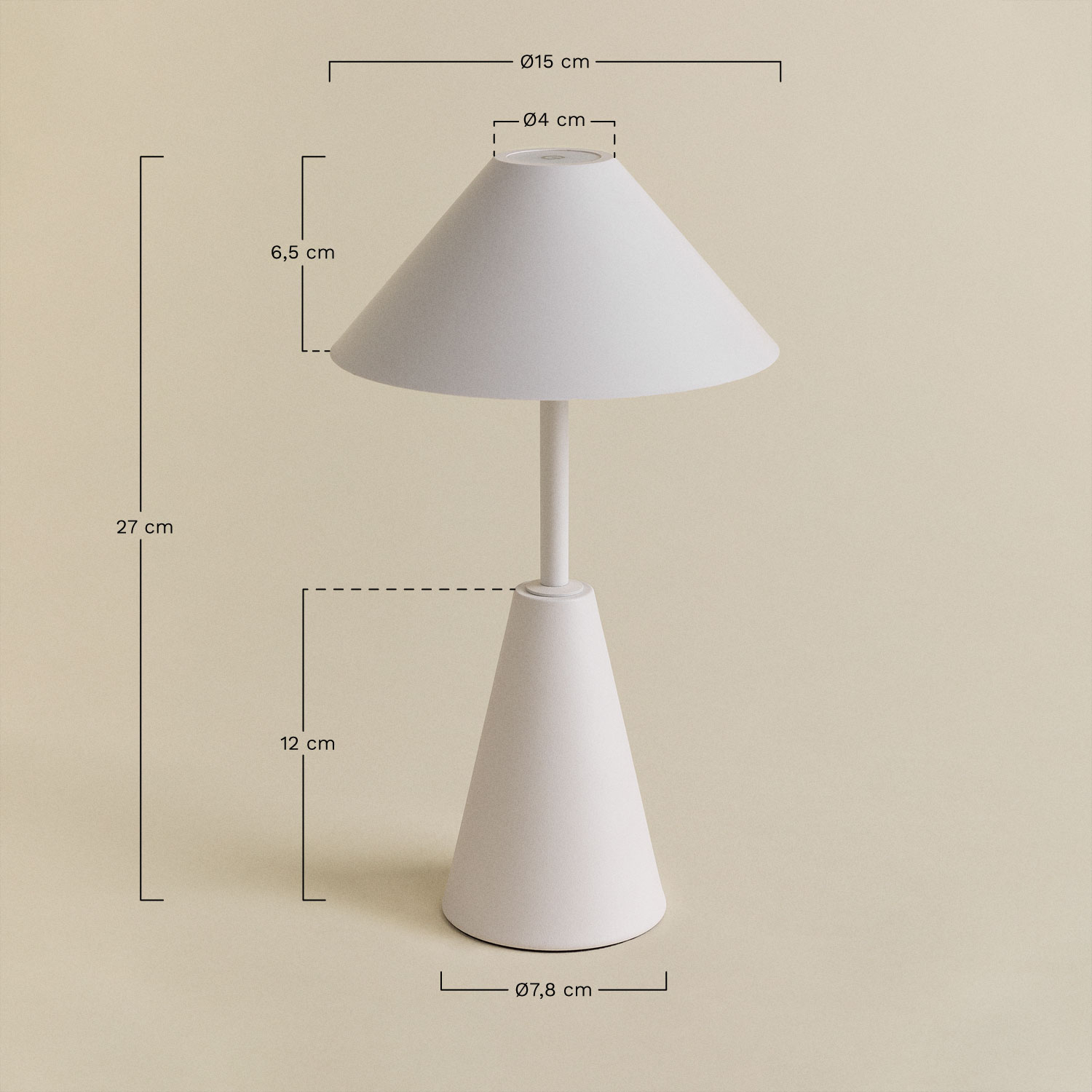 Bezprzewodowa lampa stołowa LED Alexis , rozmiary