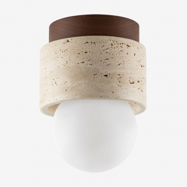Lampa Sufitowa Davise Z Trawertynu I Drewna Kolory Naturalne - Sklum