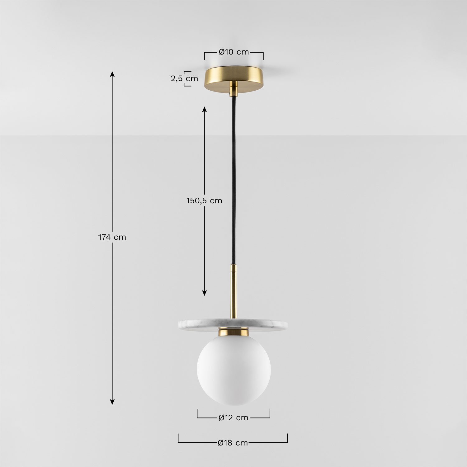 Lampa sufitowa Eustace z marmuru i kryształu , rozmiary