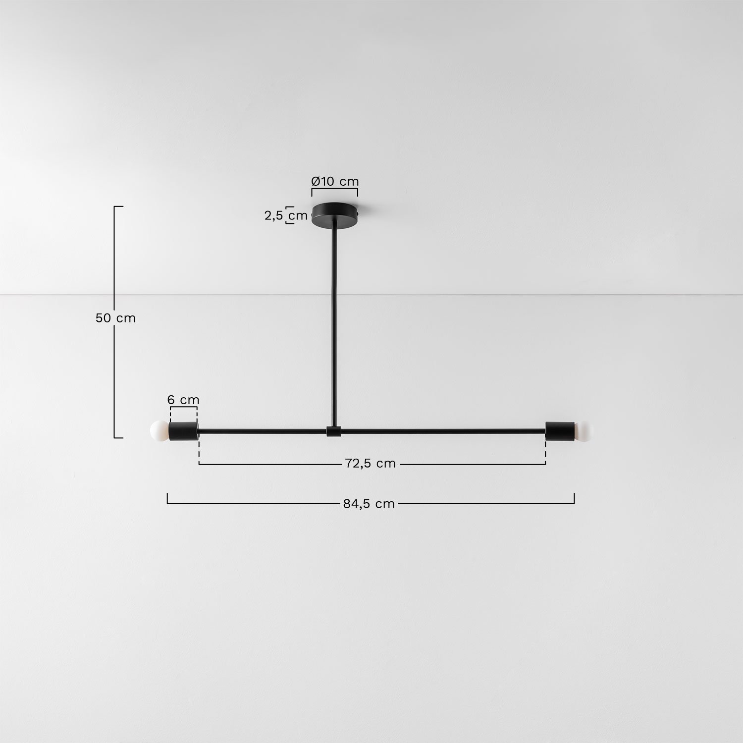 Metalowa lampa sufitowa Zinaida, rozmiary