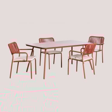 Zestaw Prostokątnego Stołu Arhiza O Wymiarach 160 X 90 Cm I 4 Składane Aluminiowe Krzesła Ogrodowe. Dachówka Red Roof - Sklum