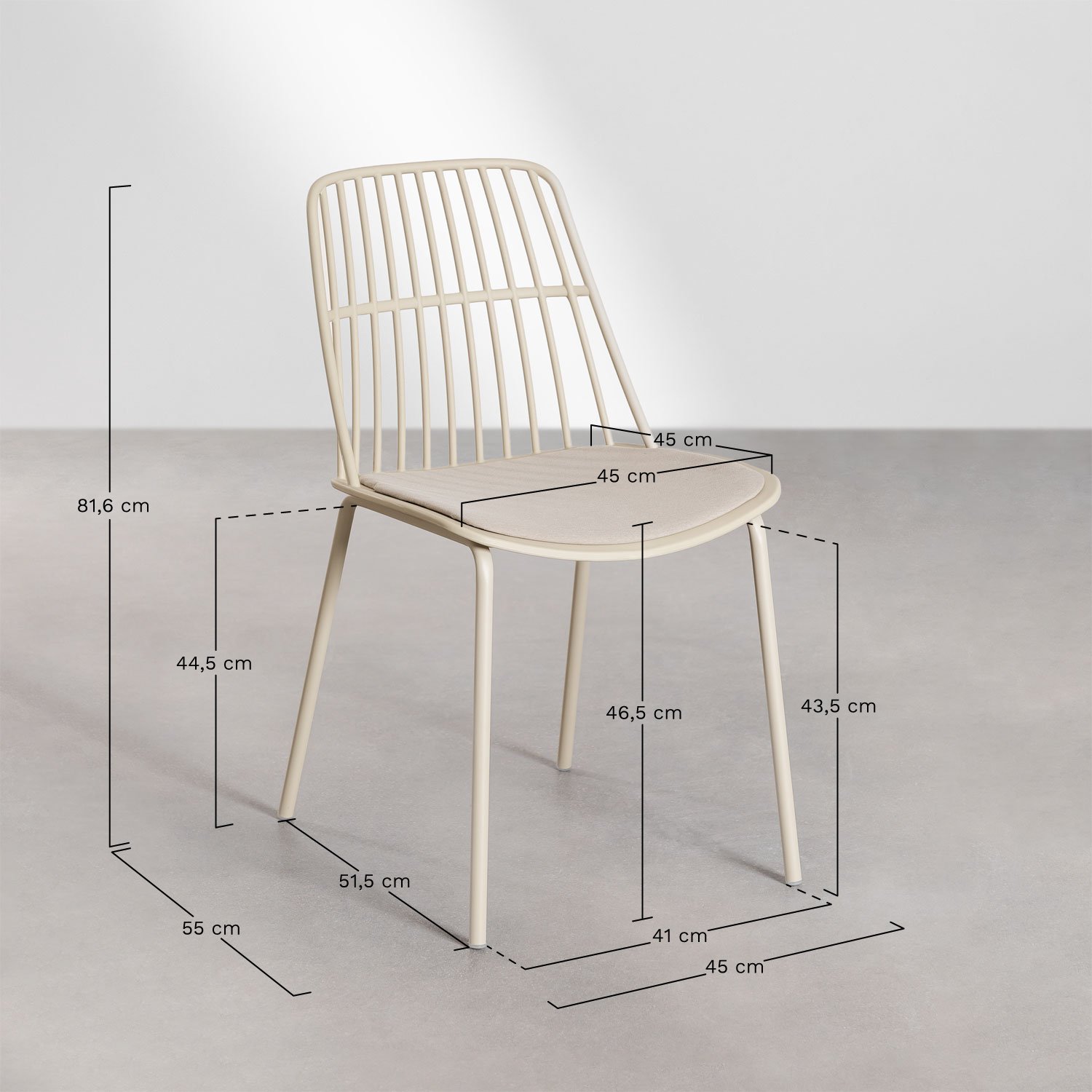 Zestaw okrągłych aluminiowych stołów Valerie (Ø100 cm) i 4 krzeseł ogrodowych Maeba        , rozmiary