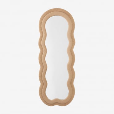 Lustro Ścienne 60x160 Cm Tapicerowane Evelyn Chenille Peach - Sklum