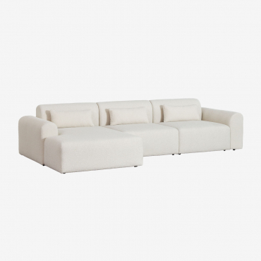3-częściowa Szezlongowa Sofa Modułowa Lewa Z Obiciem Borjan Chenille Biały - Sklum