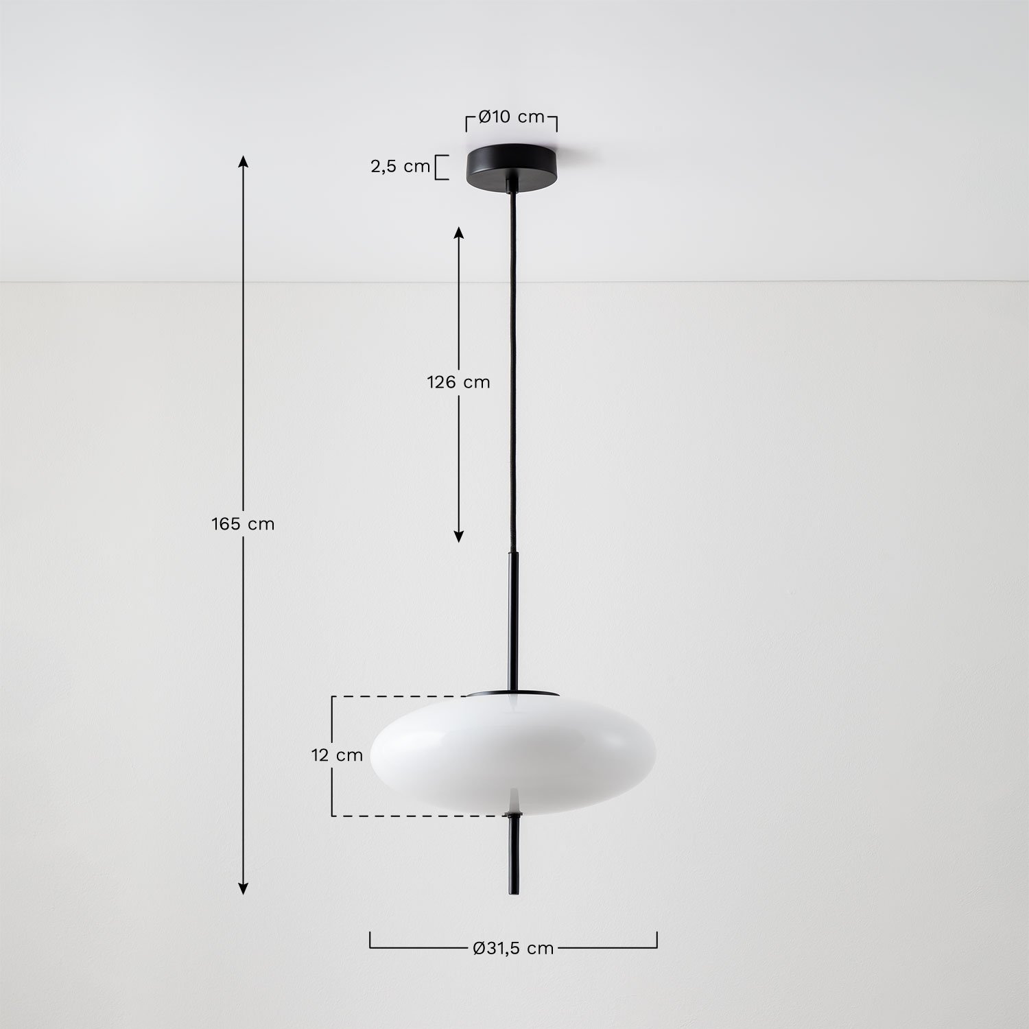 Lampa sufitowa Oygor, rozmiary