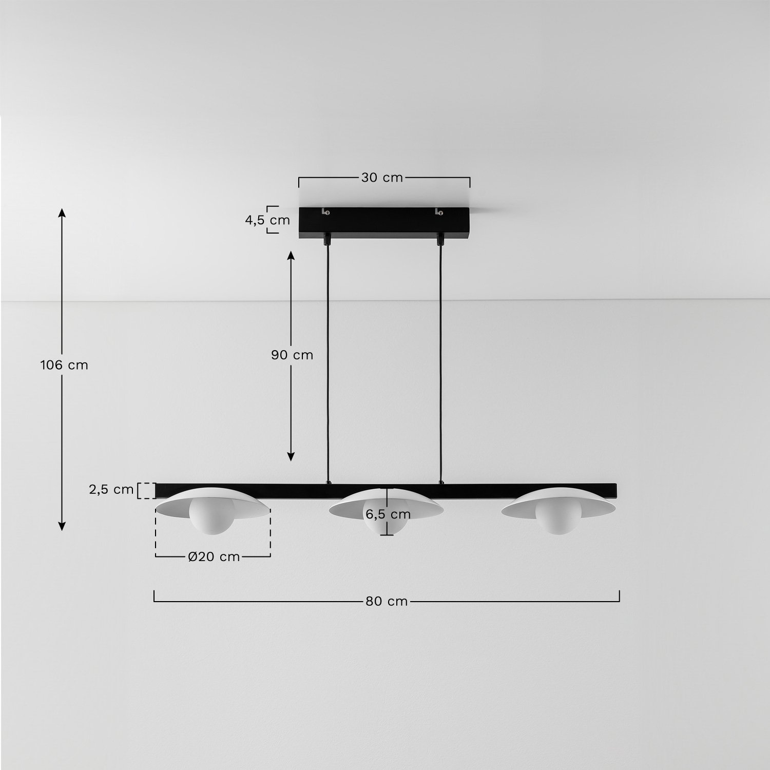 Lampa sufitowa wisząca LED Kolbeiny, rozmiary