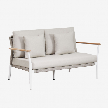 Dwuosobowa Sofa Ogrodowa Z Drewna Tekowego I Aluminium Salbury Biała - Sklum