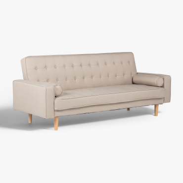 Sofa Rozkładana 3-osobowa Z Lnu Brion Pościel Kremowa - Sklum