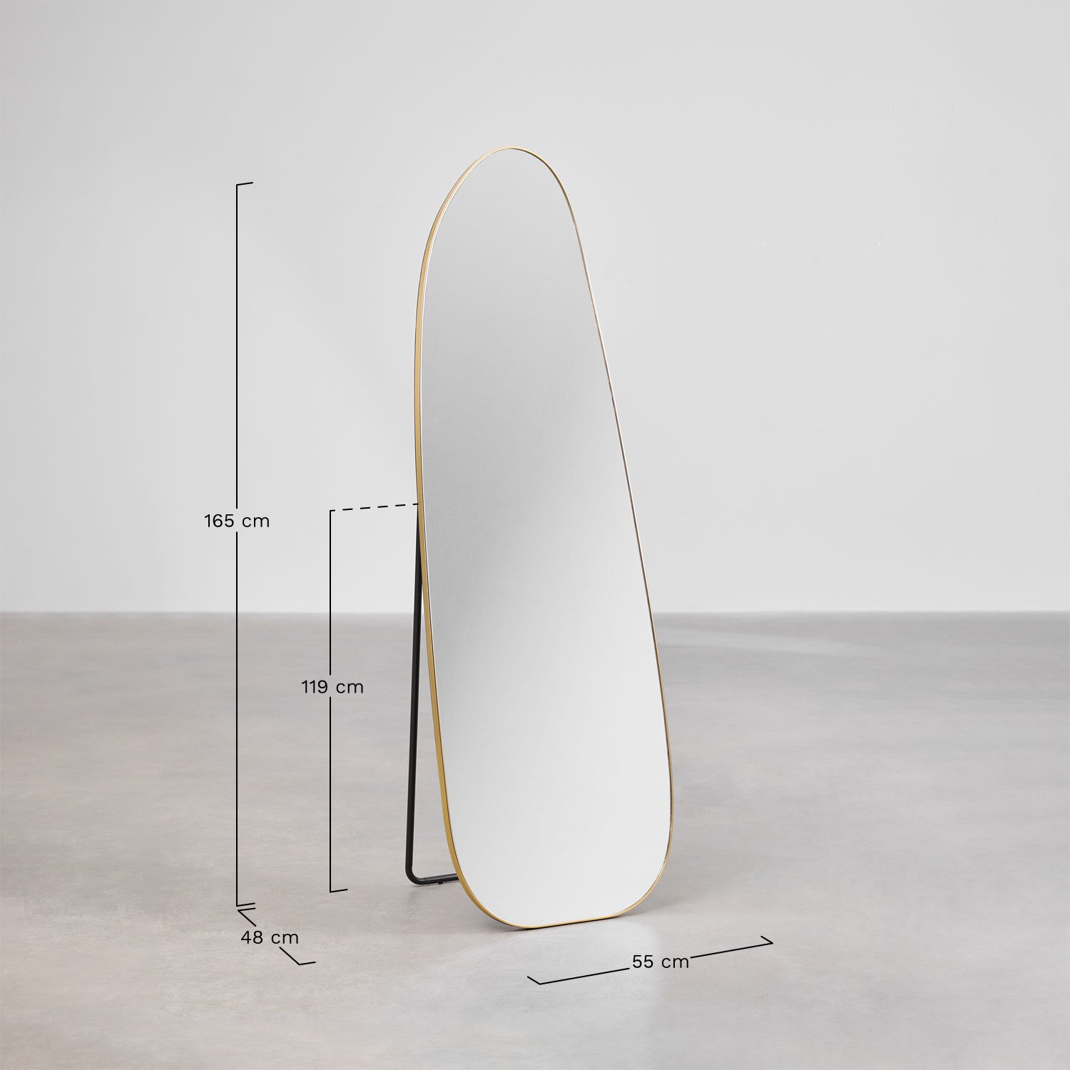 Lustro stojące z aluminium 55x165 cm Naruvan, rozmiary