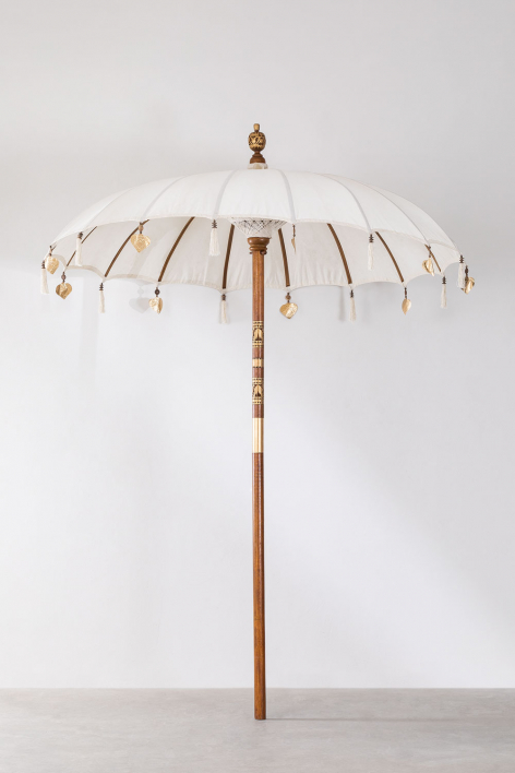 Parasol Ø186 cm z tkaniny i drewna Manavai